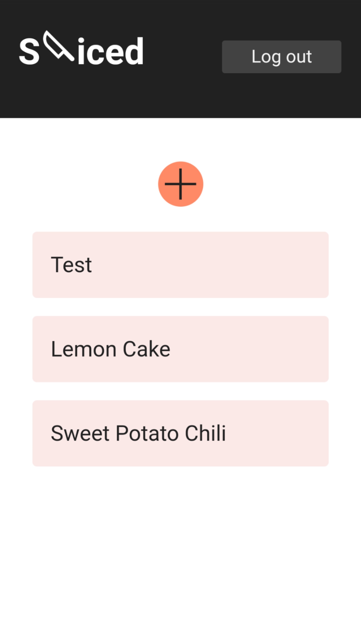 The saved recipe feature of Sliced, a recipe app