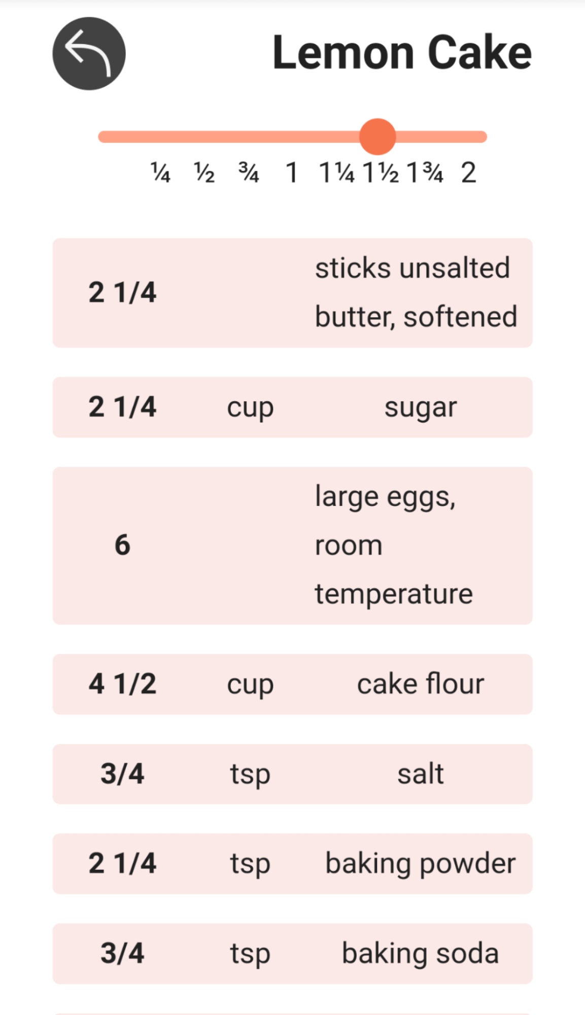 The scaling feature of Sliced, a recipe app